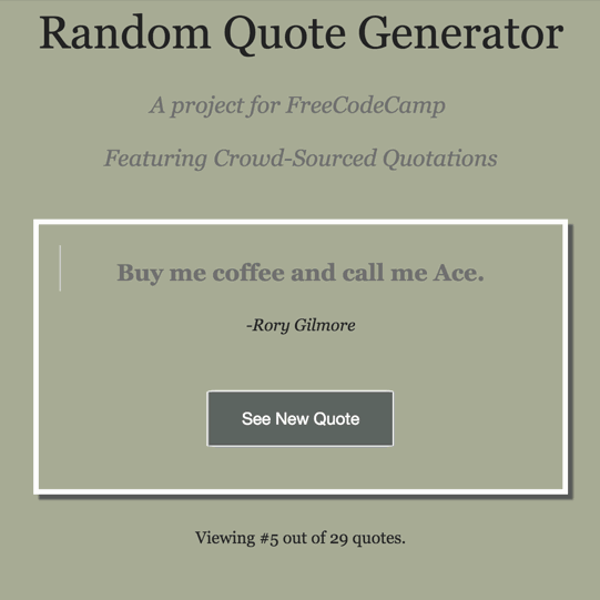 Screenshot of Random Quote Generator
